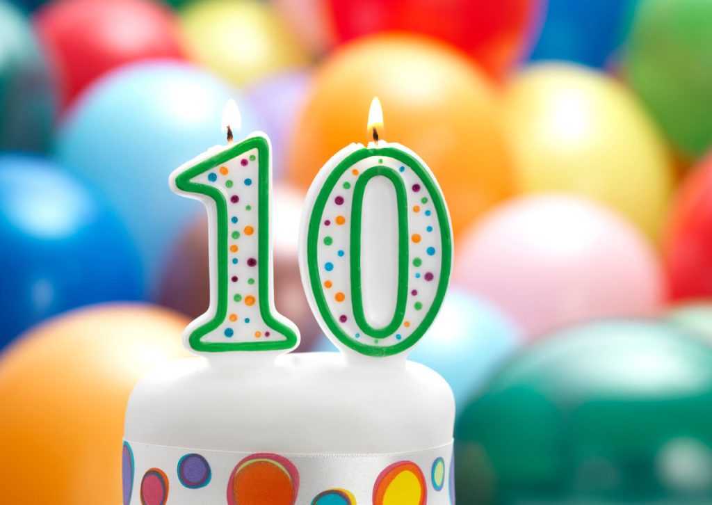 A 10th birthday candle