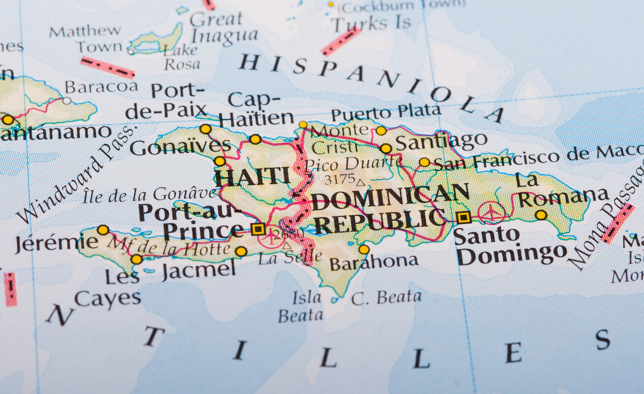 Dominican Republic and Haiti on a map